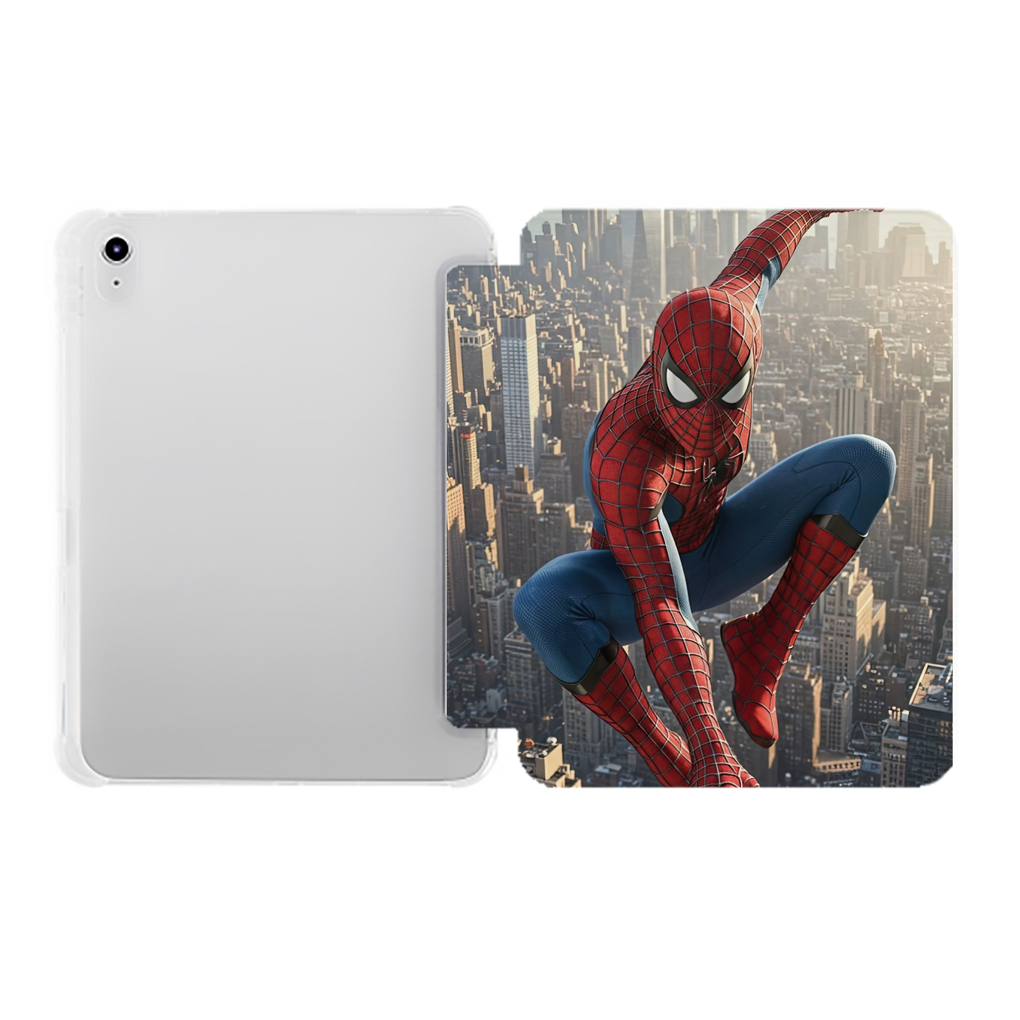 （画像用） Spider Man スパイダーマン IPad ケース ペン収納付き 三つ折りスタンド PUレザー×シリコン 対応機種9.5/10.5/10.9インチ